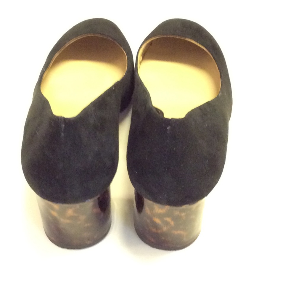 ANN TAYLOR Black Suede Pumps Leopard Block Heel - Picture 4 of 7